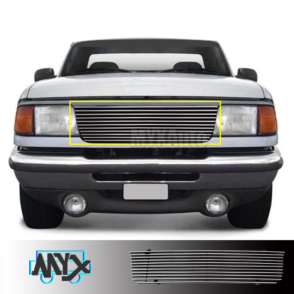 Fits 93-97 Ford Ranger Billet Grille Chrome Front Main Upper Grill Insert
