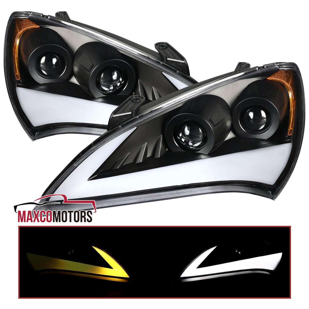 Black Projector Headlight Fits 2010-2012 Genesis Coupe 2Dr LED Sequential Signal Black Projector Headlight Fits 2010-2012 Genesis Coupe 2Dr LED Sequential Signal