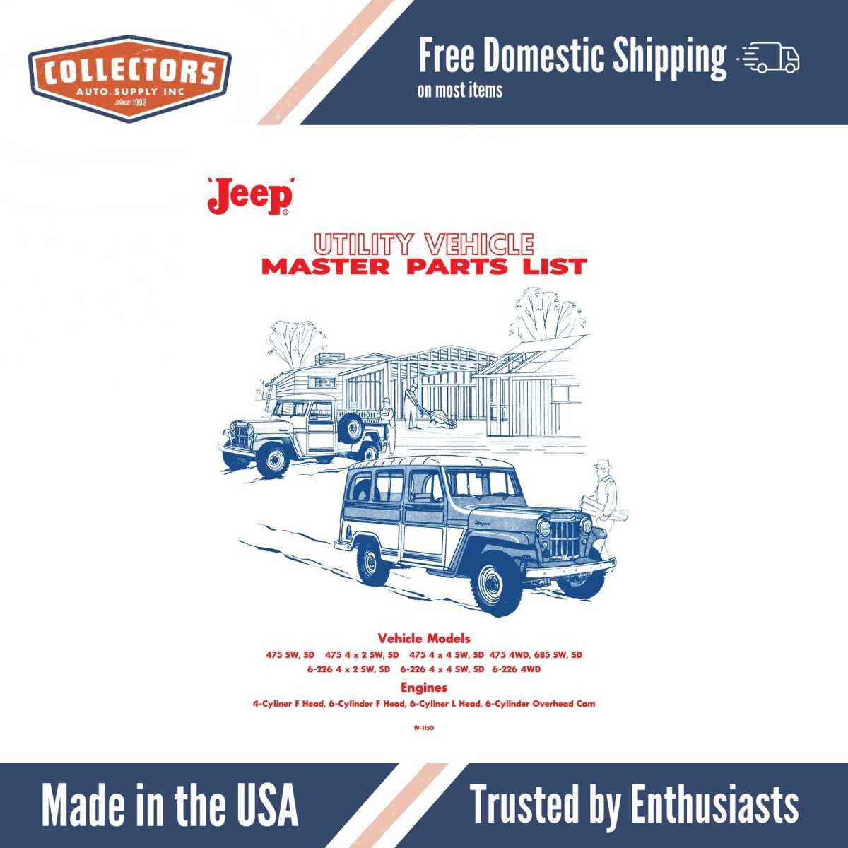 1952 - 1965 Jeep Utility Vehicle Master Parts List - W-1150