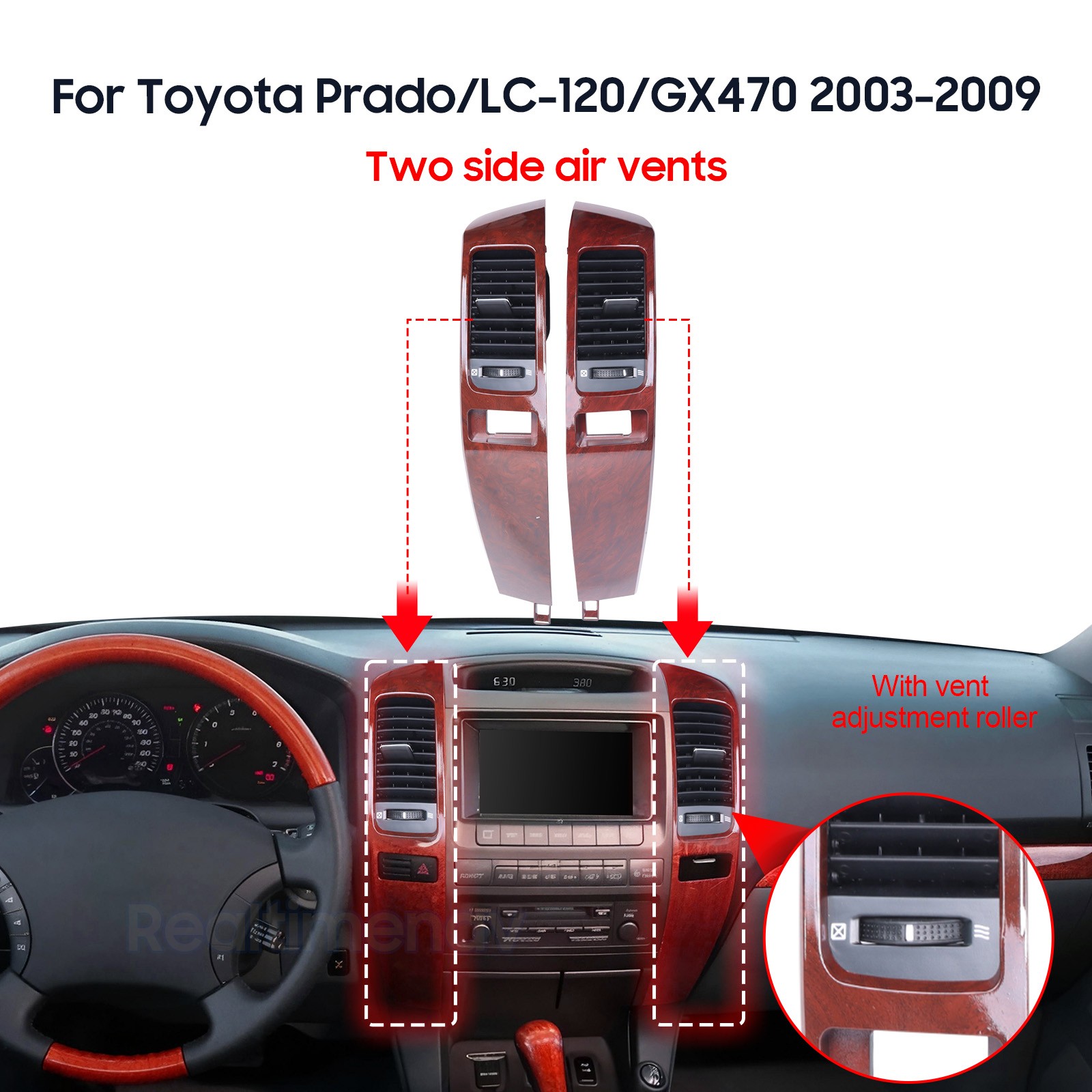 1 Pair For Lexus GX470 2003-2009 Center A/C Dash Air Vent Trim Panel & Grille