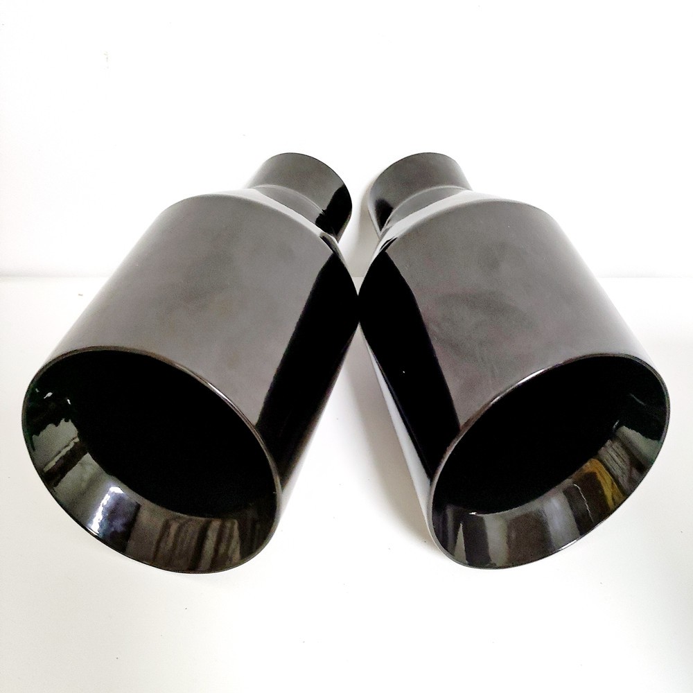 Pair Dodge RT SRT RAM 5″ Big Black Exhaust Tip 2.5″ Inlet Angle Cut Double Wall Pair Dodge RT SRT RAM 5″ Big Black Exhaust Tip 2.5″ Inlet Angle Cut Double Wall