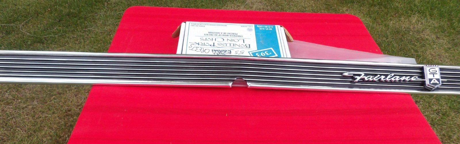 FORD 1966 FAIRLANE GTA TRUNK MOULDING RE-ANODIZED WITH NOS INSERT AS NOS