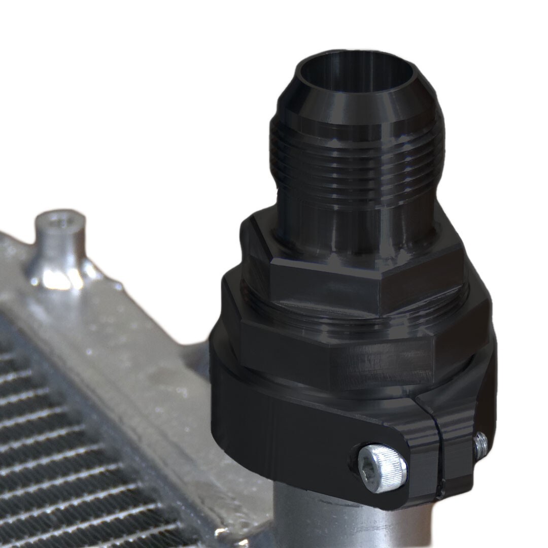 Black Radiator Compression Fitting -20AN; NO WELDING REQUIRED; 1.5