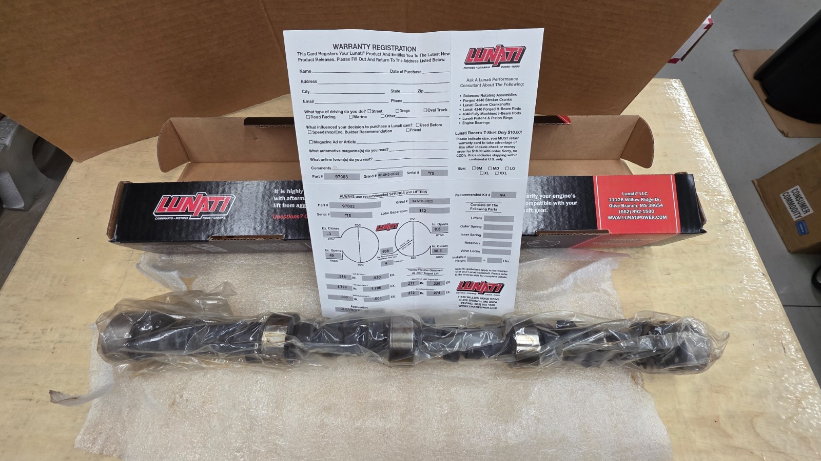 Chev BBC Lunati Hyd Camshaft Chev BBC Lunati Hyd Camshaft