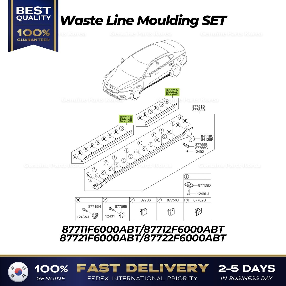 ⭐Genuine⭐ Waste Line Moulding SET for Kia Cadenza