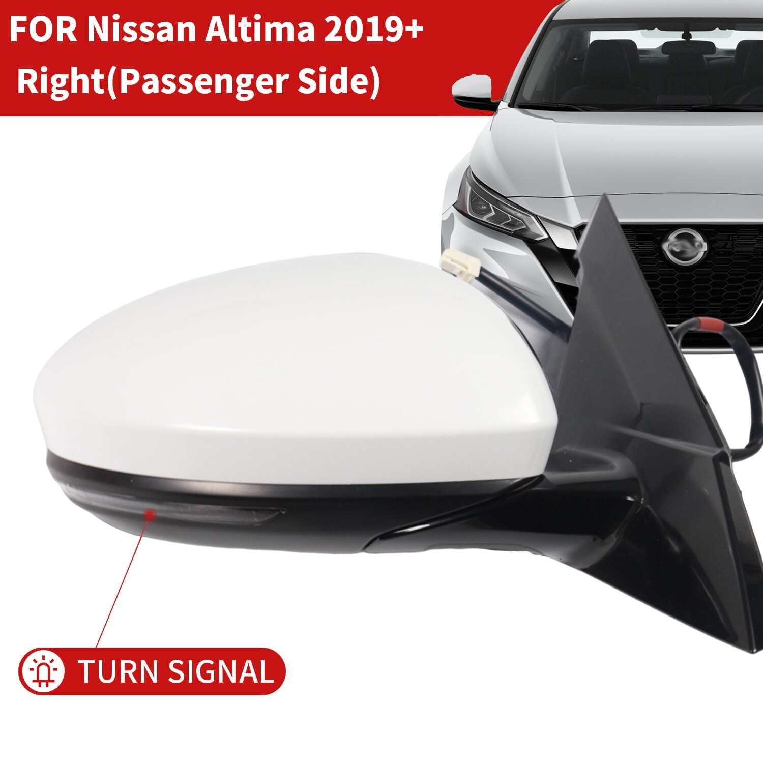 Mirror With Heated Turn Signal Lamp fits 19-24 Nissan Altima Passenge Right Side