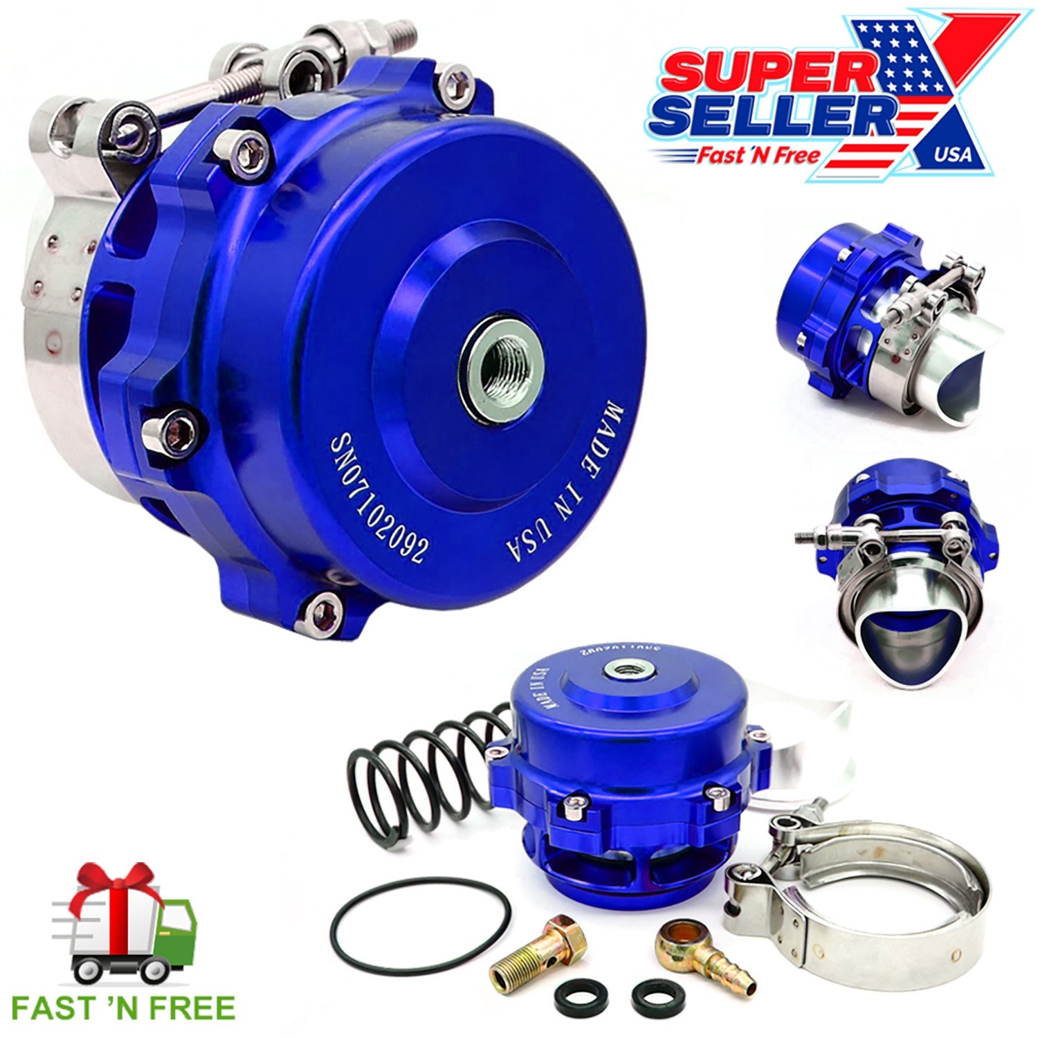 BV50 Style Blow off Valve BOV 50mm V-Band BLUE Fits Tial Springs -FAST USA SHIP
