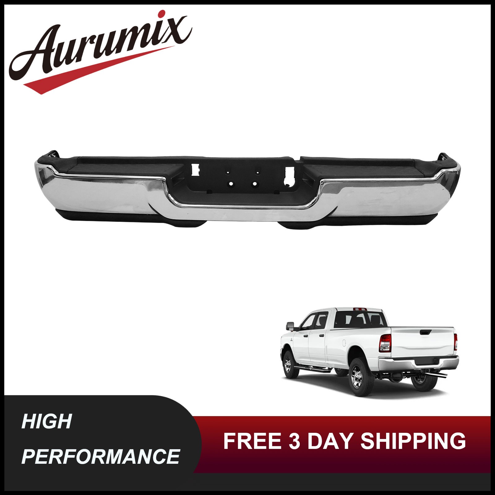Fits 2019-2024 RAM 2500 3500 Pickup Rear Step Bumper Assembly Steel Chrome Fits 2019-2024 RAM 2500 3500 Pickup Rear Step Bumper Assembly Steel Chrome