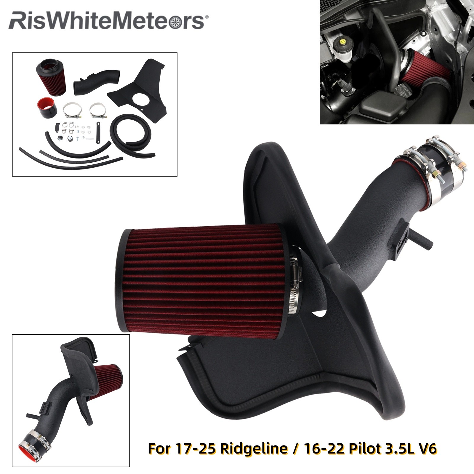 Cold Air Intake Kit For 2016-22 Honda Pilot/2017-25 Ridgeline 3.5L V6 Aluminum