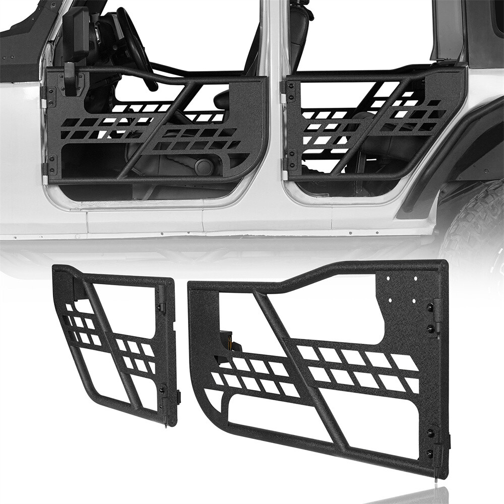 4Pcs Tubular Half Doors Offroad Trail Doors for 2007-2018 Jeep Wrangler JK 4Door