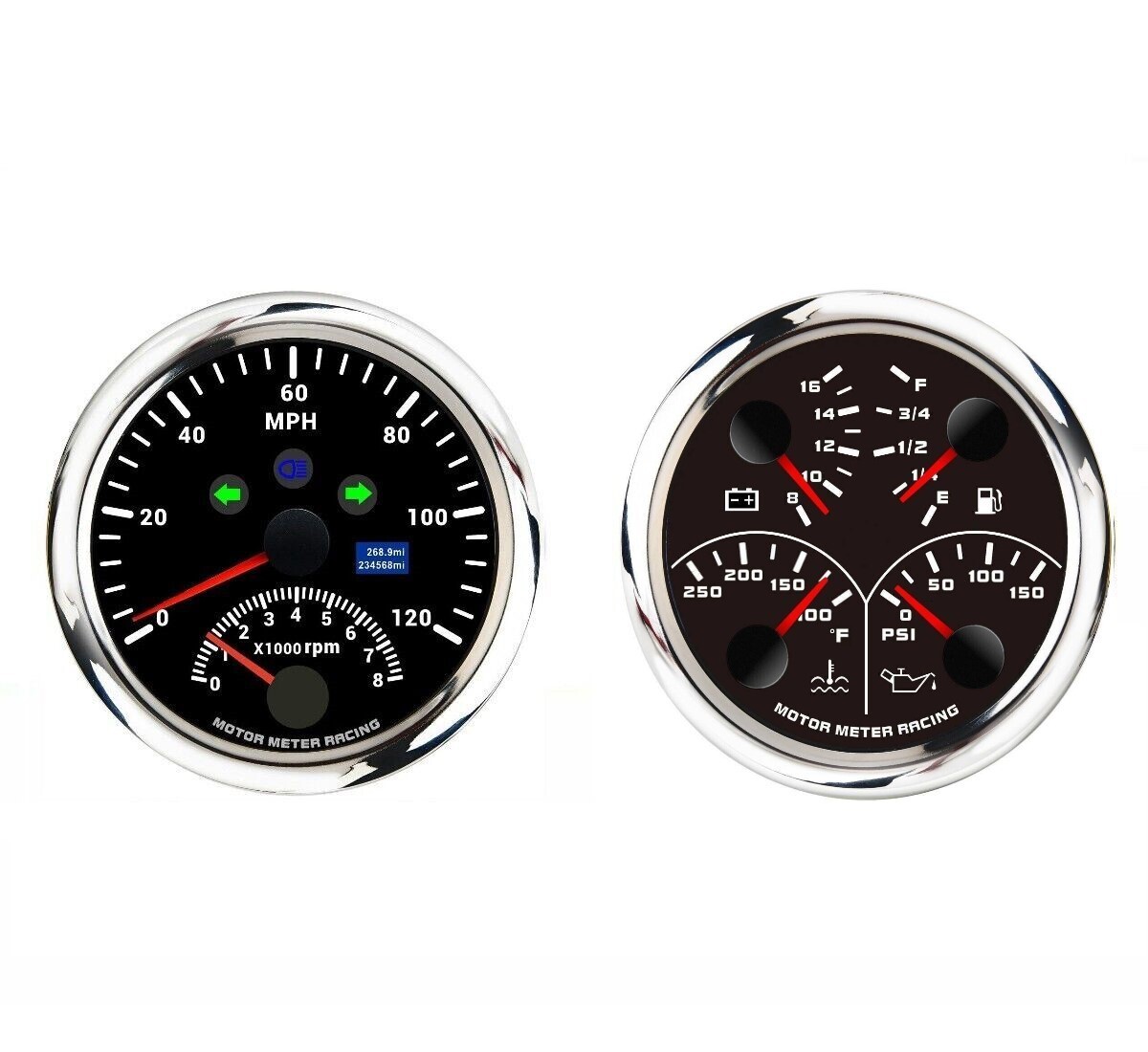 W PRO 85mm 2 Gauge Set GPS Speedometer Tachometer 120 MPH 4 IN 1 Multi-Function W PRO 85mm 2 Gauge Set GPS Speedometer Tachometer 120 MPH 4 IN 1 Multi-Function