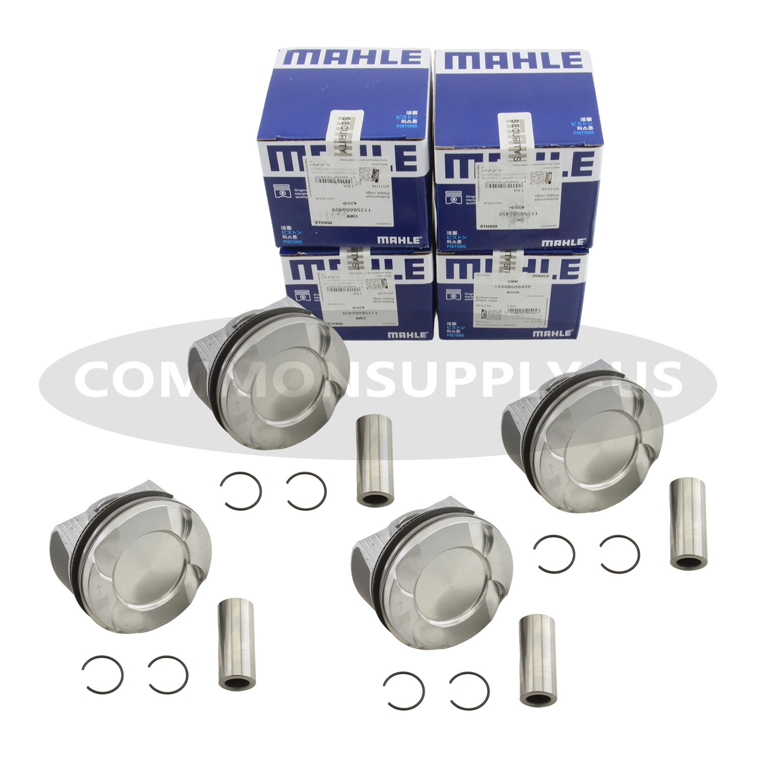 NEW Set of 4 MAHLE Piston & Ring 11258606459 For BMW N20 / N26 / B20A / B20C