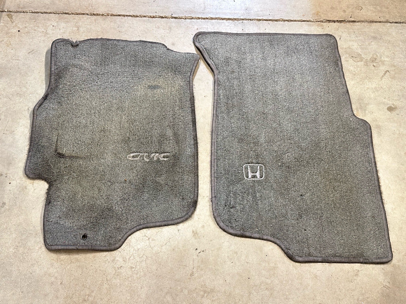 1996-2000 Honda Civic Front Floor Mats Carpet Set of 2 GRAY OEM