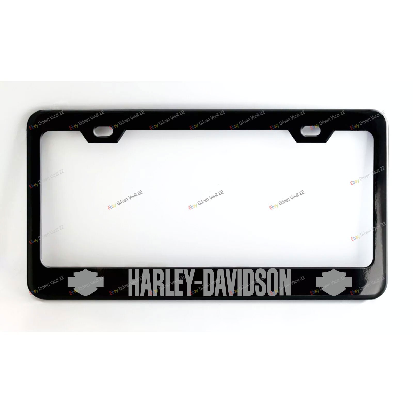 HARLEY DAVIDSON Custom Made Black Metal License Plate Frame  +Screw Caps