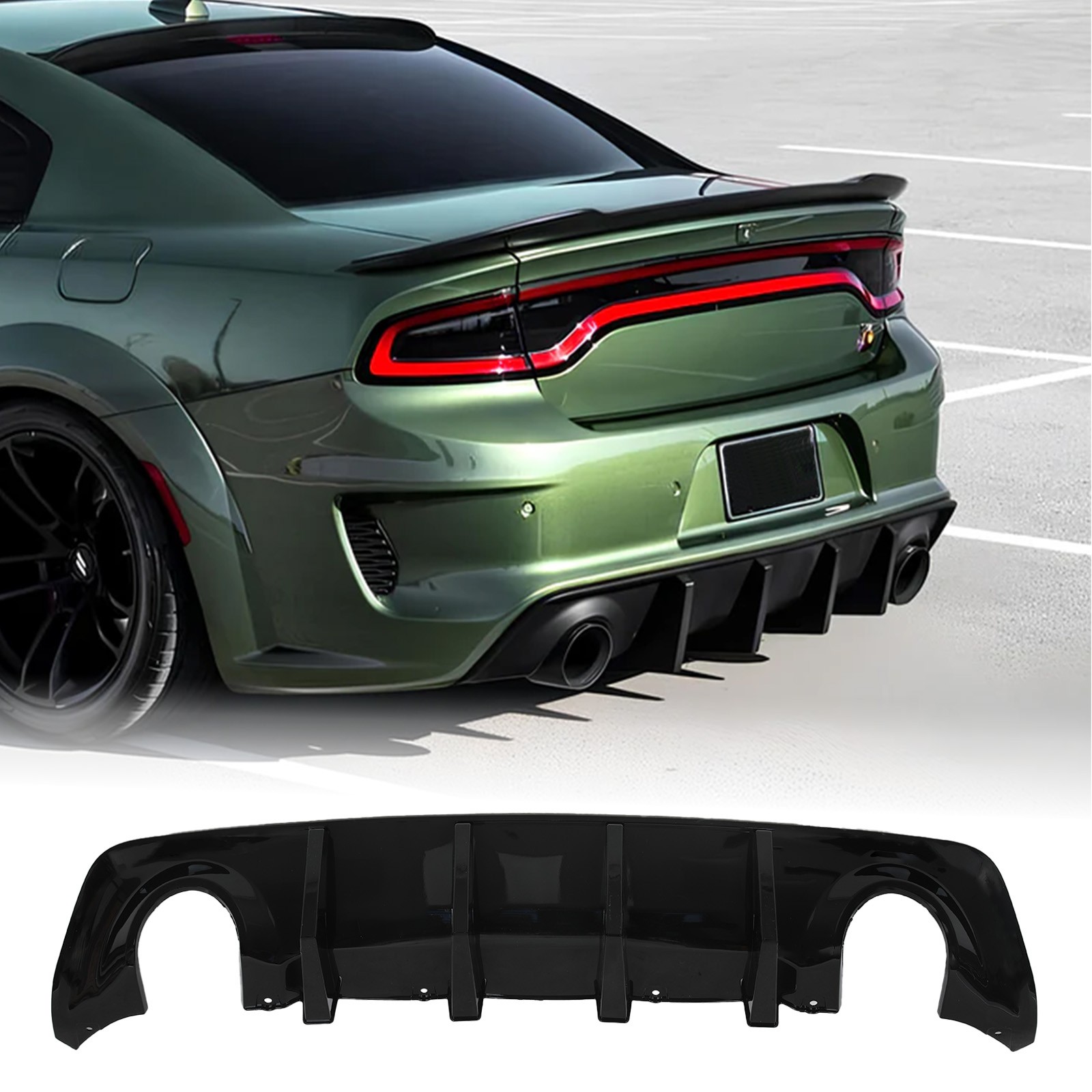 Glossy Black Rear Bumper Diffuser Lip For 2020-2023 Dodge Charger Widebody Only Glossy Black Rear Bumper Diffuser Lip For 2020-2023 Dodge Charger Widebody Only