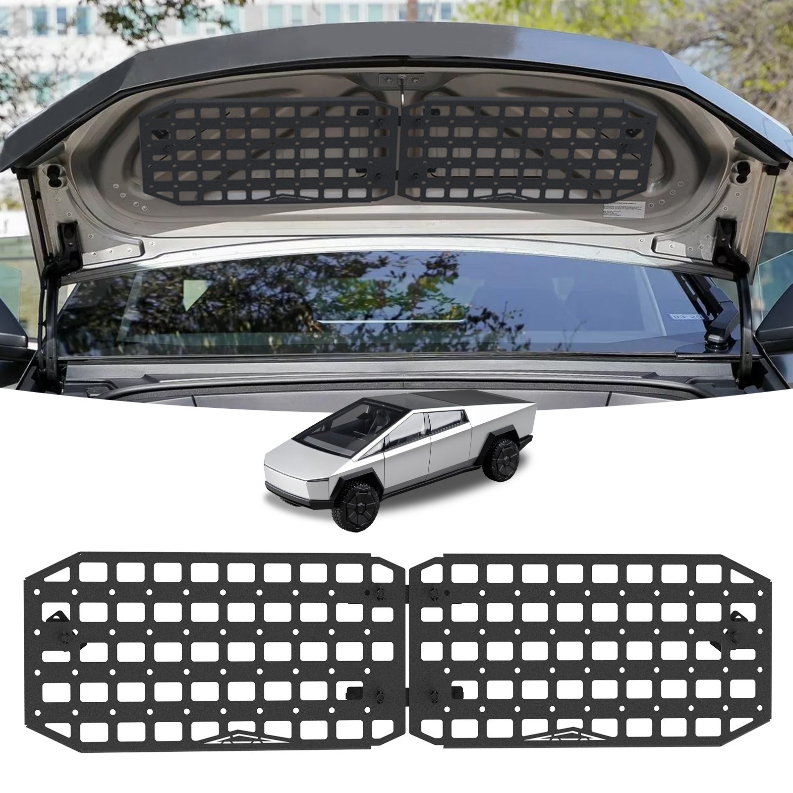 2PC Front Trunk Molle Panels For Tesla Cybertruck Cargo Storage Aluminum