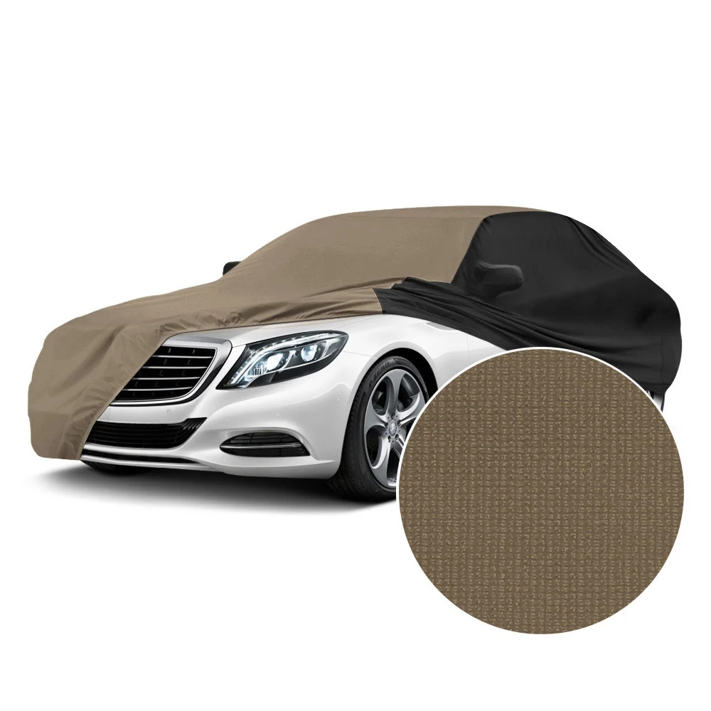 For BMW 2002 75-76 Satin Stretch Indoor Sahara Tan Custom Car Cover w Black