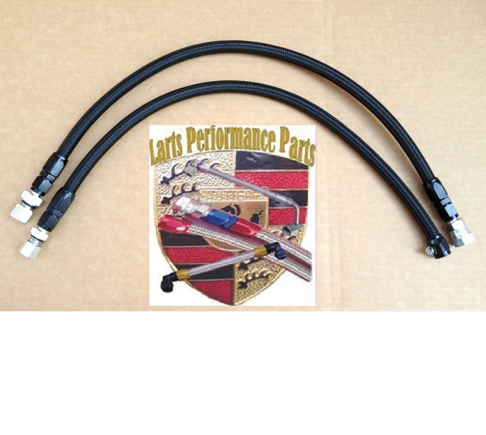 Porsche 86-89 951 944 Turbo,  Braided Fuel Lines 2 PCS In Black