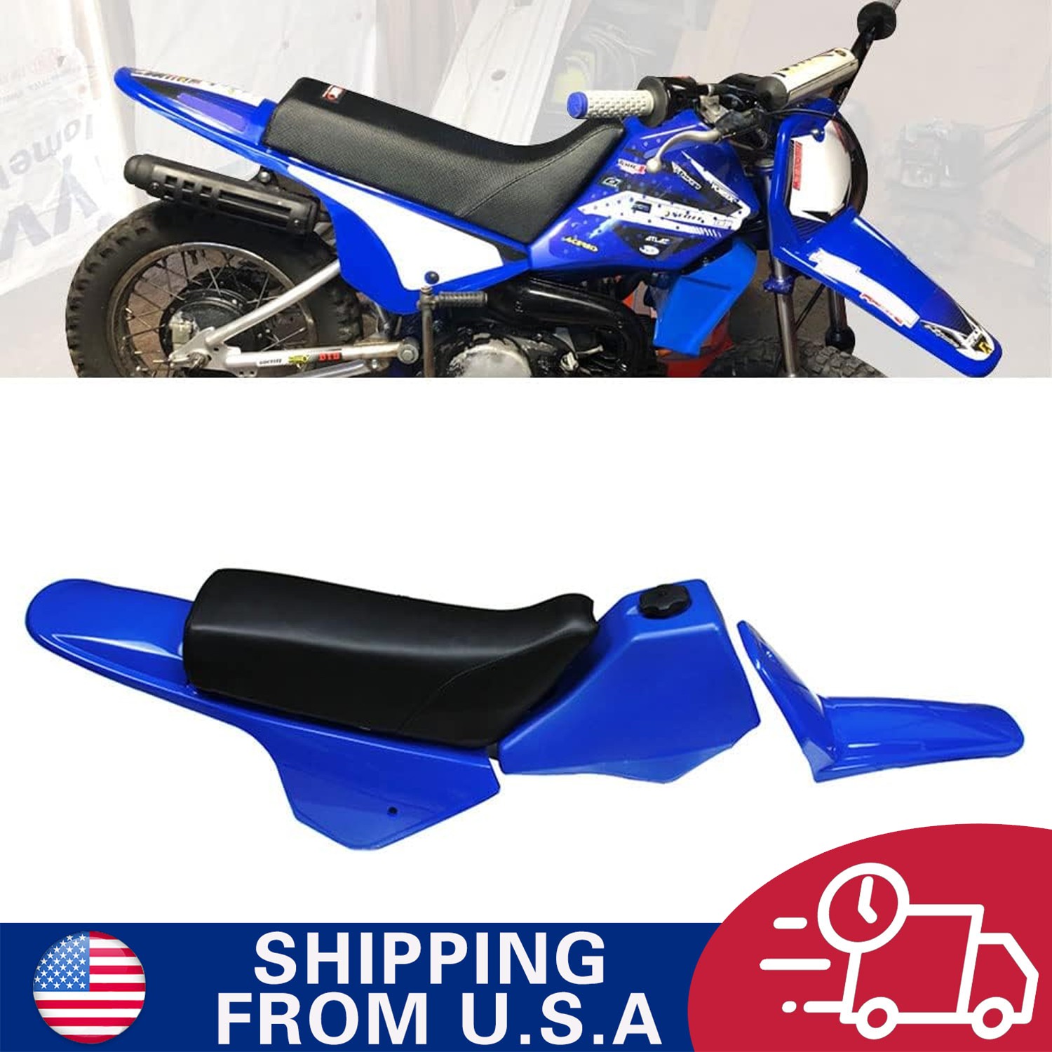 Blue Plastics Body Fender Kit Gas Fuel Tank Seat For Yamaha PW80 Peewee 80 Blue Plastics Body Fender Kit Gas Fuel Tank Seat For Yamaha PW80 Peewee 80