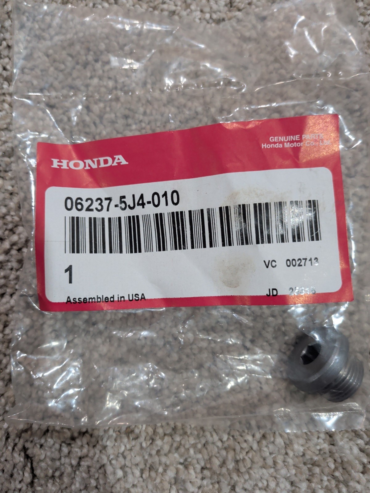 Genuine OEM Honda Acura 9 Speed Transmission Drain Plug 06237-5J4-010