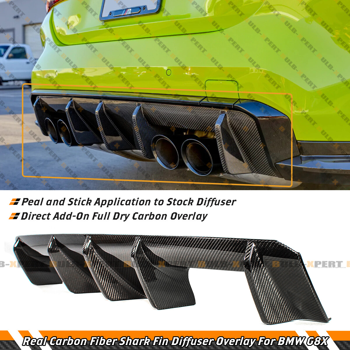 Add-On Real Carbon Fiber Rear Bumper Diffuser For 2021-26 BMW G80 M3 G82 G83 M4
