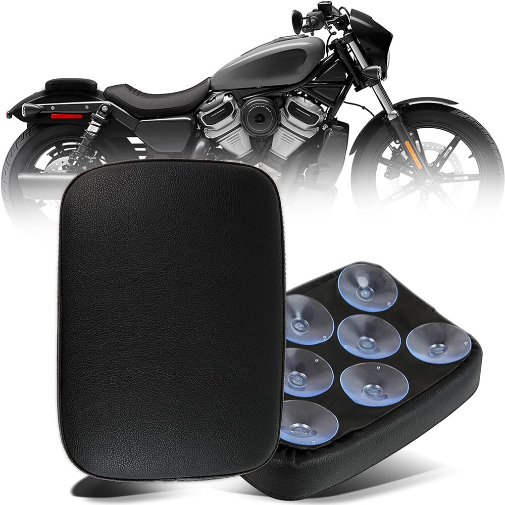 Rectangular Pillion Passenger Pad Seat 8 Suction Cup Pad For Harley Motorcycle
