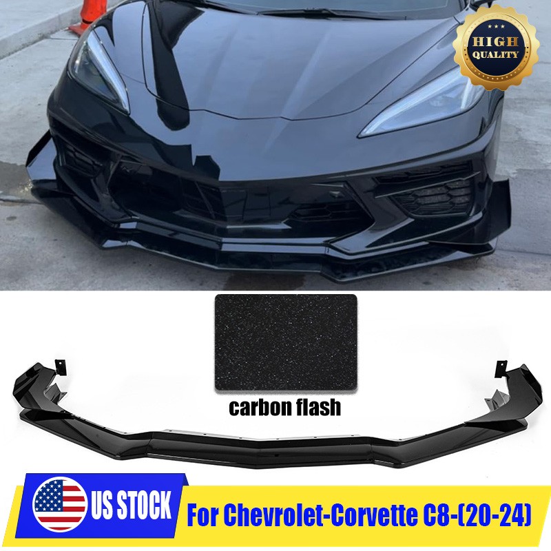 For 2020~2026 Corvette C8 Z07 Package CARBON FLASH Front Lip Splitter Canards