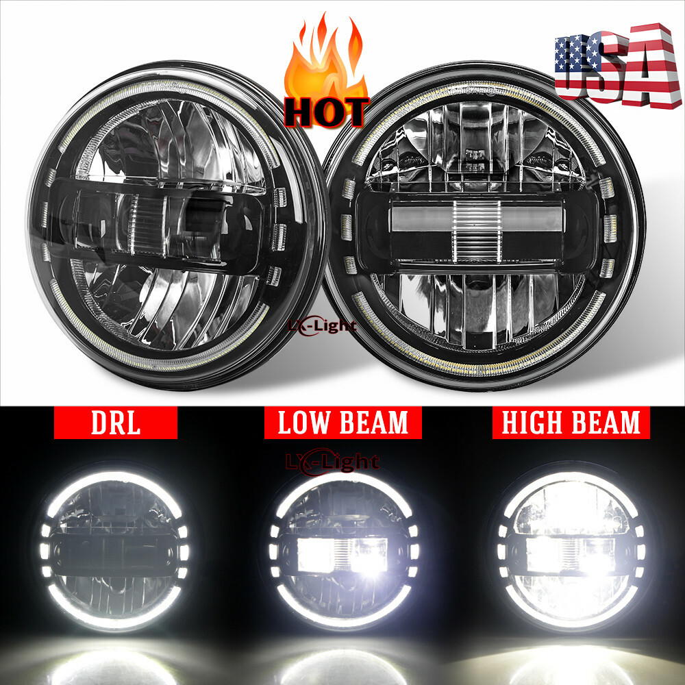 Newest Dot Pair 7 inch Round LED Headlights DRL for Jeep Wrangler JK TJ CJ LJ JL