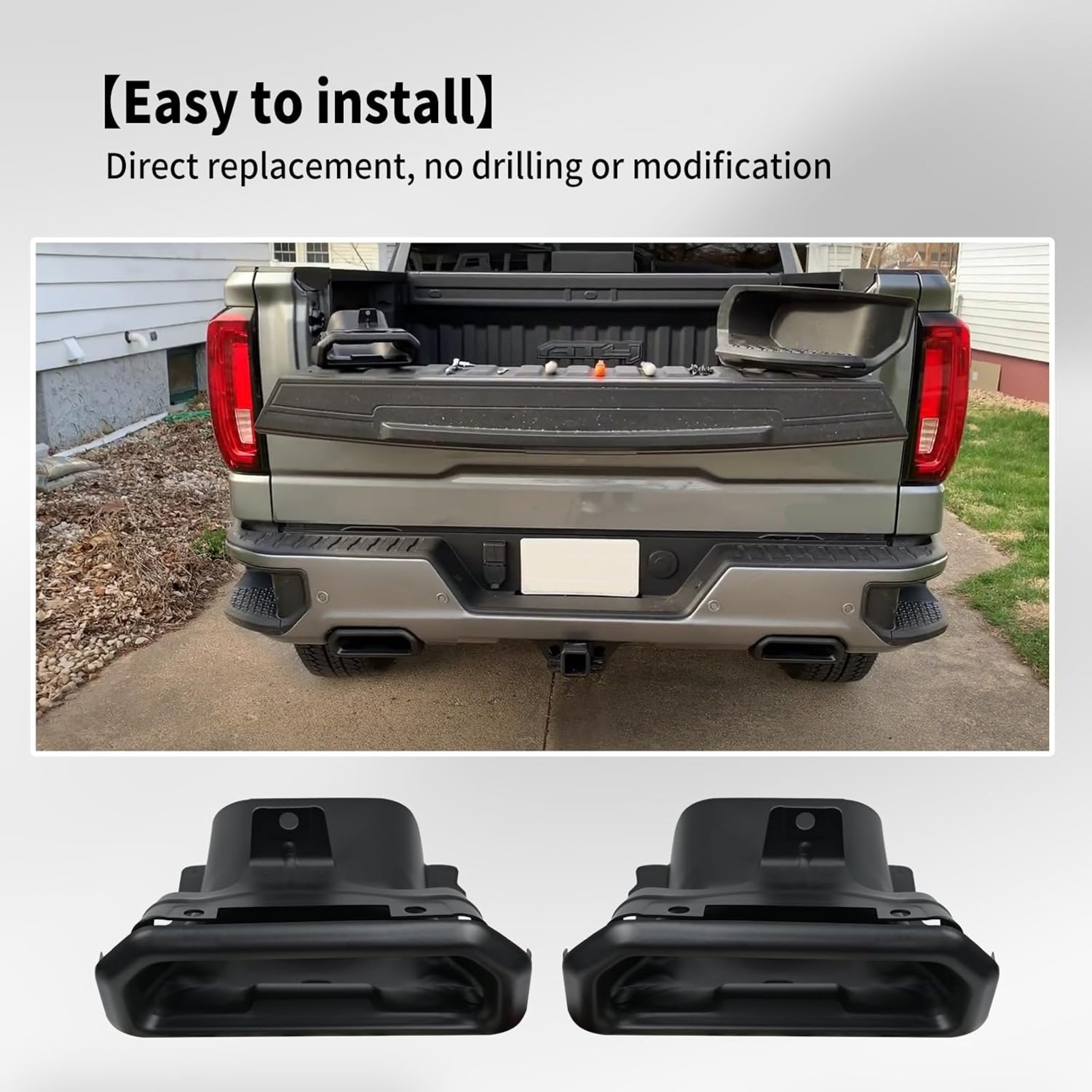 Exhaust Bezels For Chevy Silverado 1500 GMC Sierra 1500 2019-2023 Gloss Black