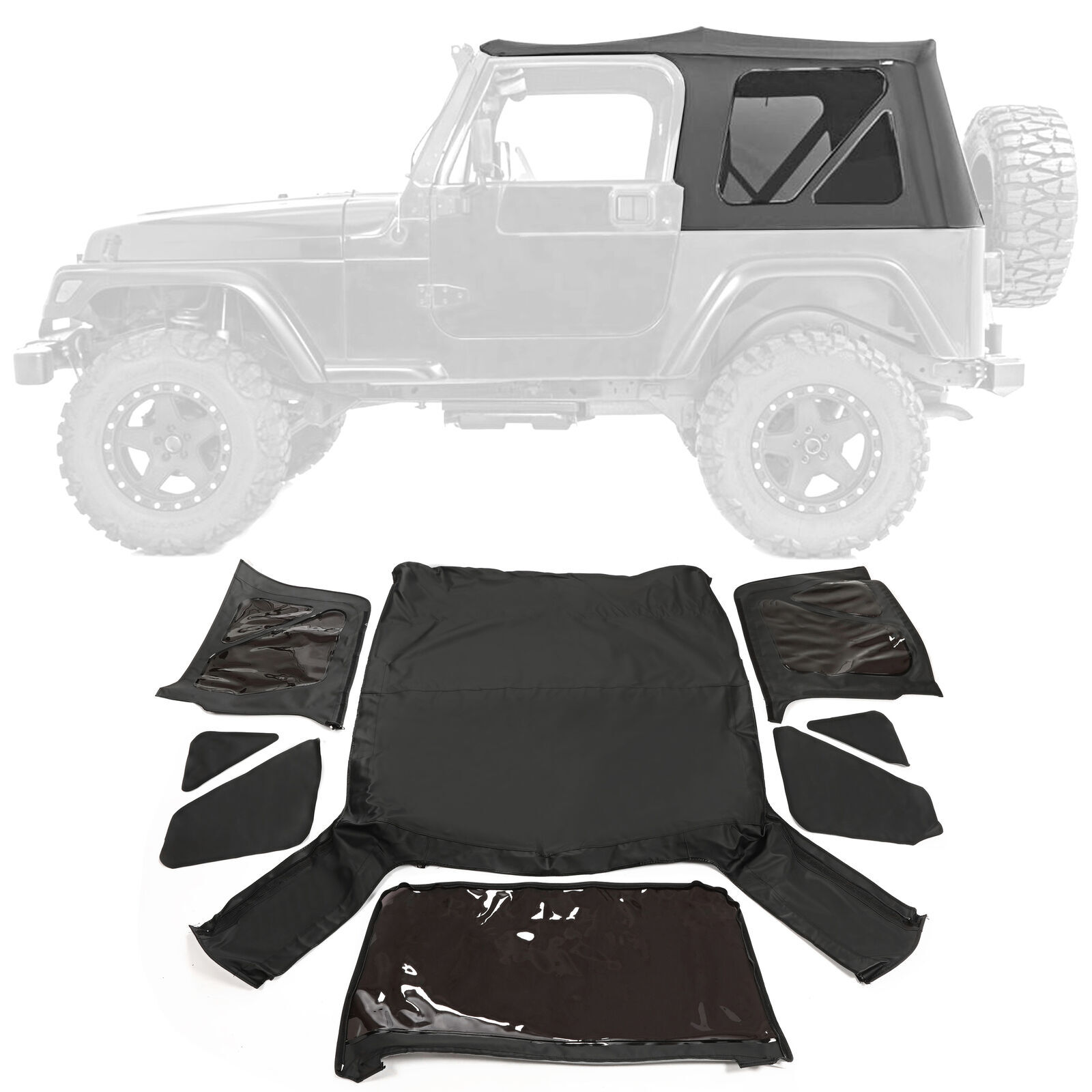 For Jeep Wrangler 97-06 Replacement Soft Top Tinted Windows