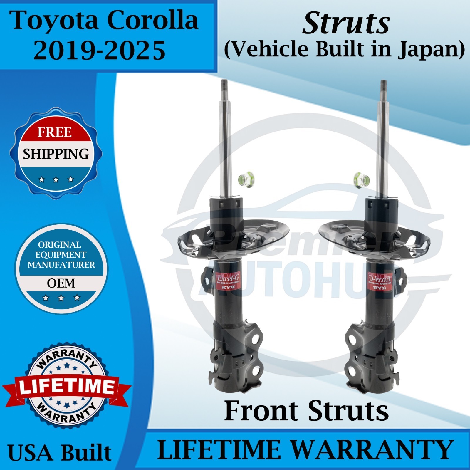 KYB Genuine OEM Front Struts For 2019-2025 Toyota Corolla Lifetime Warranty