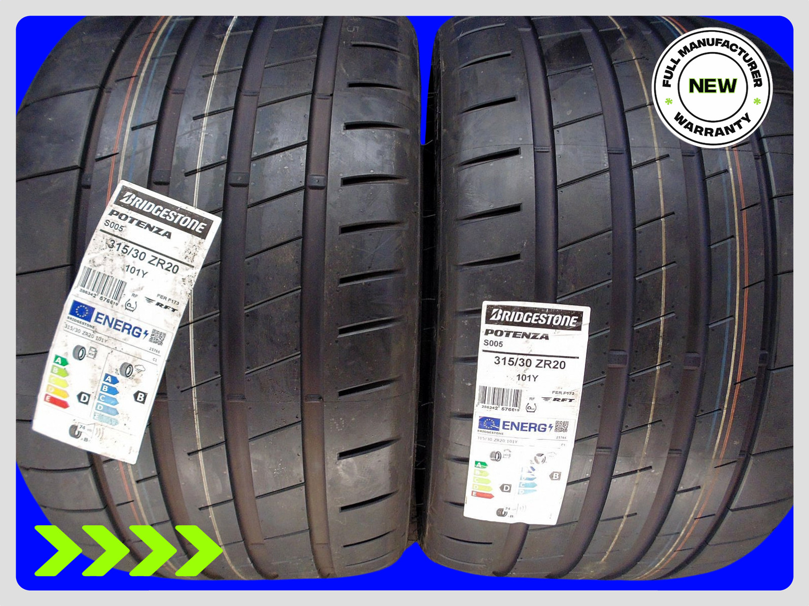 2 Brand New Bridgestone Potenza S005 RFT 315/30R20 Tires Run Flat 101Y 3153020