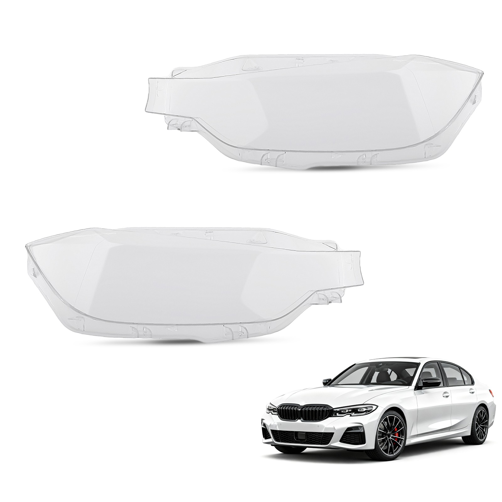 A Pair Headlight Lens Cover For BMW 3 Series F30 Sedan F31 Touring 2016-2018
