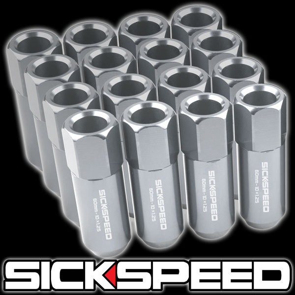 SICKSPEED 16 PC POLISHED 60MM ALUMINUM CONICAL LUG NUTS WHEEL/RIM 10x1.25 L34 SICKSPEED 16 PC POLISHED 60MM ALUMINUM CONICAL LUG NUTS WHEEL/RIM 10x1.25 L34