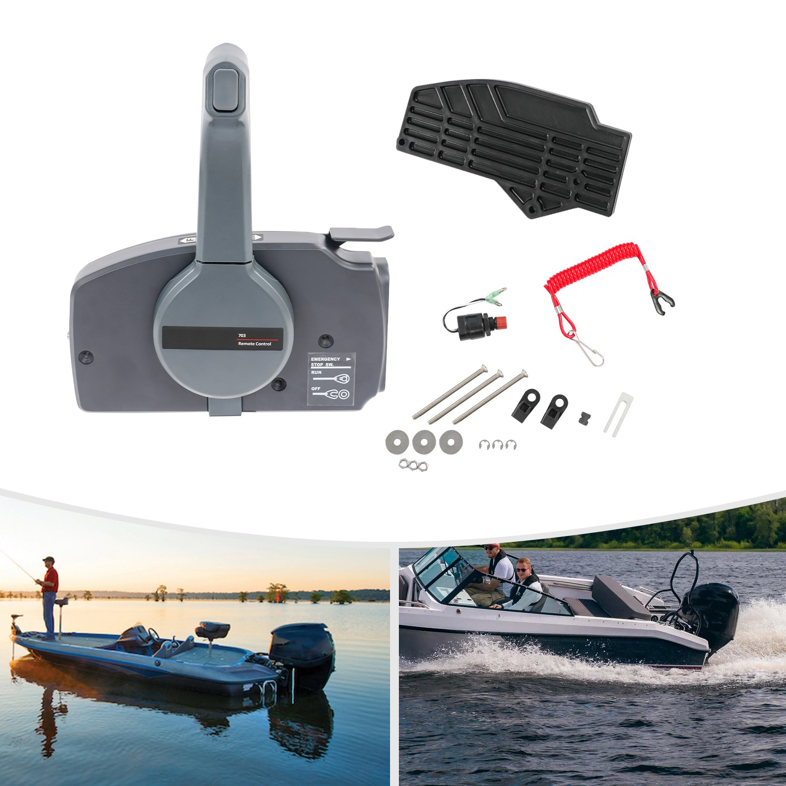 Grey Outboard Motor Forward Control Box, Side Mount Outboard Remote Control Box