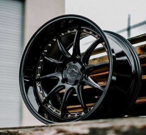 18x9.5 / 18x10.5 Gloss Black Wheels Aodhan DS07 5x114.3 +22 Rims 18 Inch Set 4