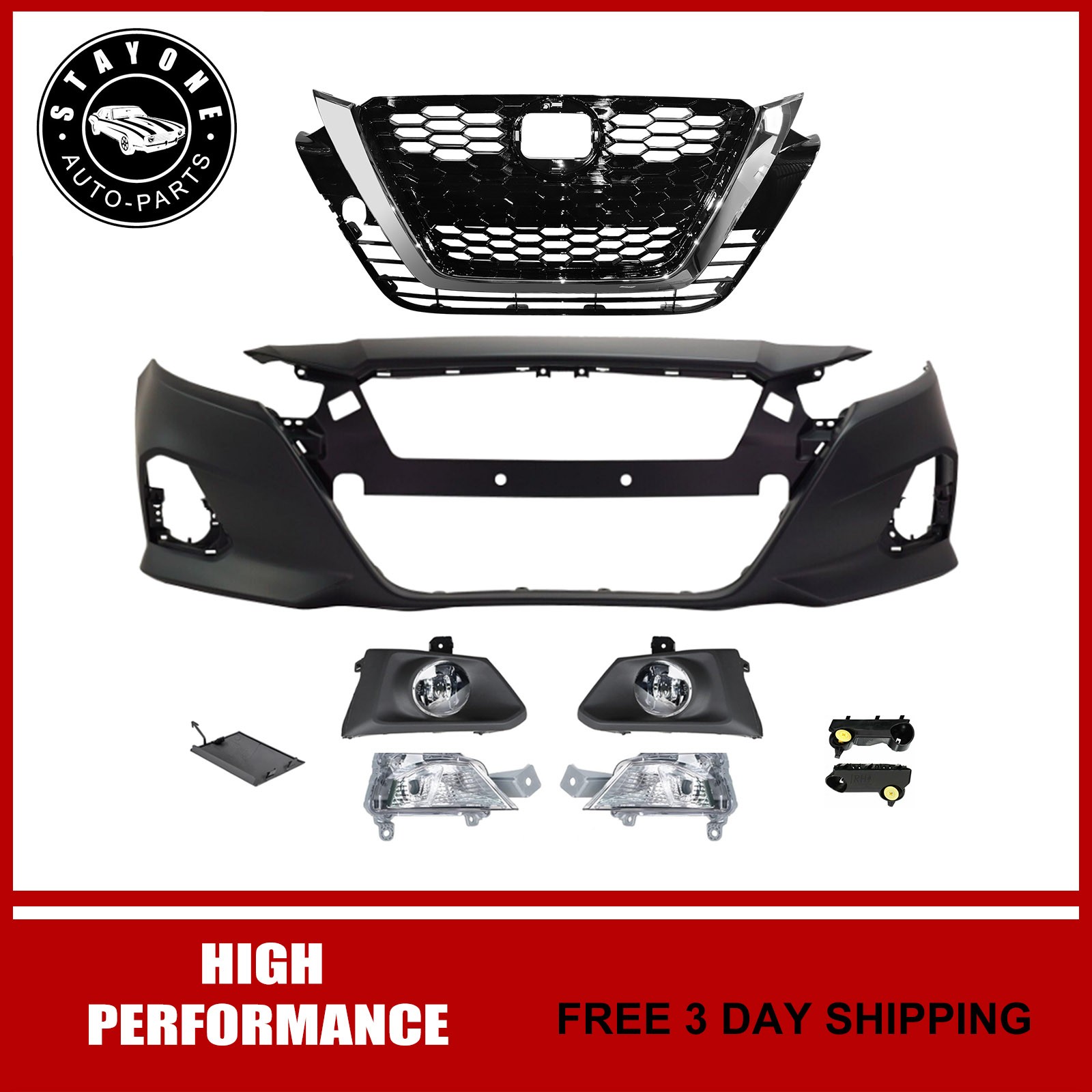 For 2019-2022 Nissan Altima New Front Bumper Kit With Fog Lights & Signal Lights