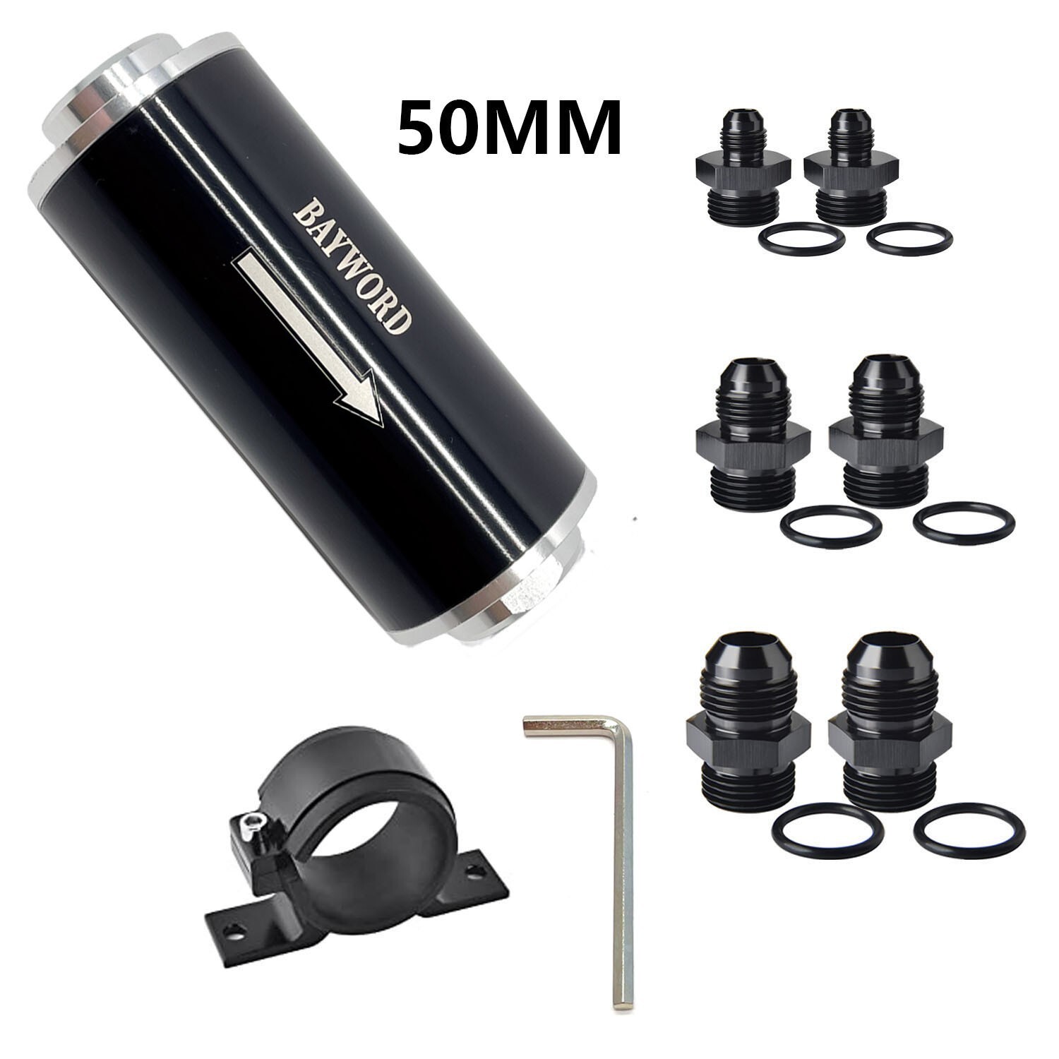 NEW 10 Micron Inline Fuel Filter w/6AN 8AN 10AN Adapter Fitting An6 Fuel Filter