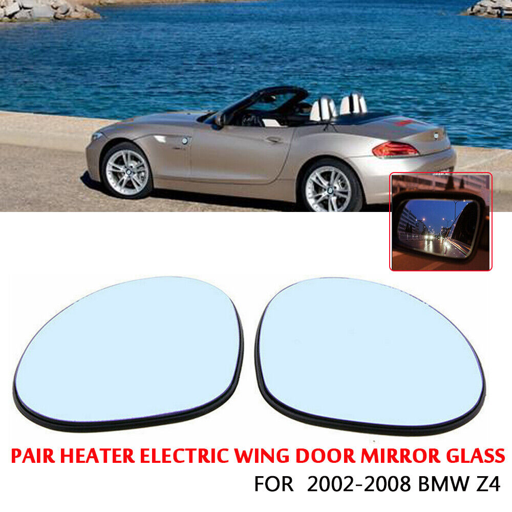 For 2002–2008 BMW E85 Z4 M Coupe Wing Heated Mirror Glass Blue Left+Right Side