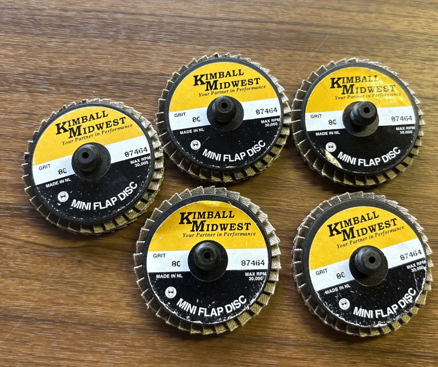KIMBALL MIDWEST- Flap Wheels Set (5 Pcs) – 80 Grit *BRAND NEW*
