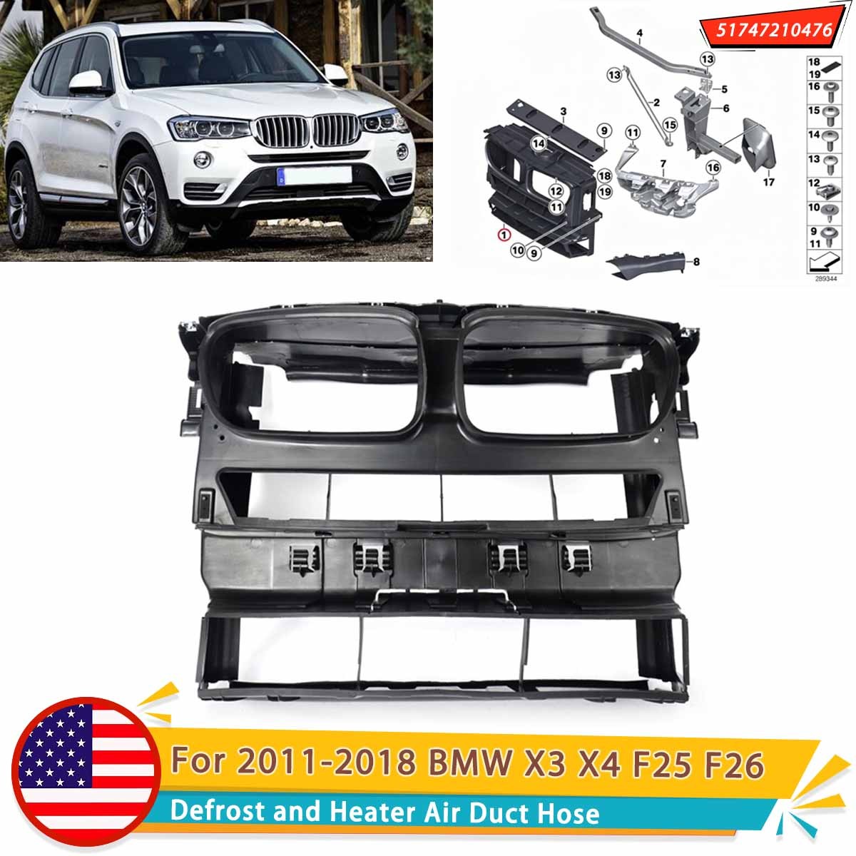For 2011-2018 BMW X3 F25 X4 F26 Defrost & Heater Air Duct Hose Black 51747210476 For 2011-2018 BMW X3 F25 X4 F26 Defrost & Heater Air Duct Hose Black 51747210476