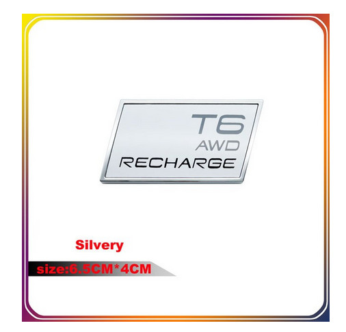 For Volvo T6 AWD Recharge Rear Emblem Boot Trunk Sticker Badge Silver For Volvo T6 AWD Recharge Rear Emblem Boot Trunk Sticker Badge Silver