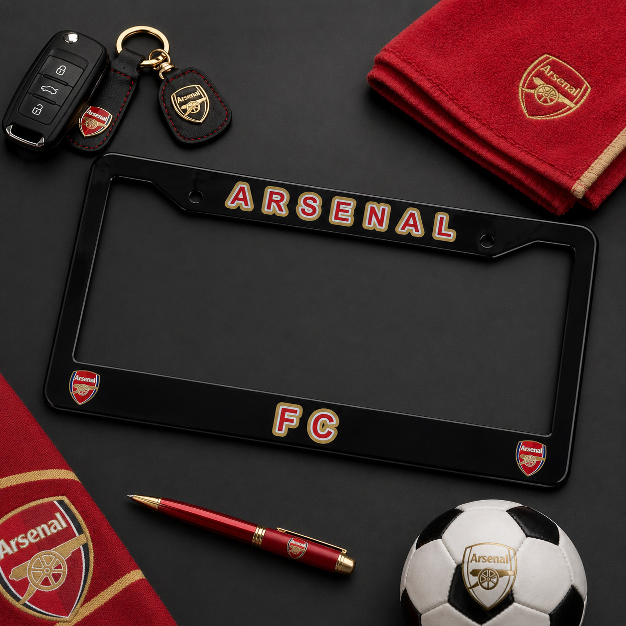 Arsenal FC License Plate Frame Cover – Black - EliteAuto3K