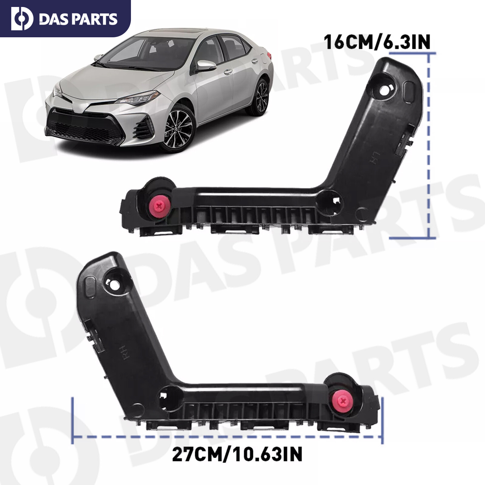 Front Bumper Retainer Bracket Set For 2017 2018 2019 Toyota Corolla Support Pair