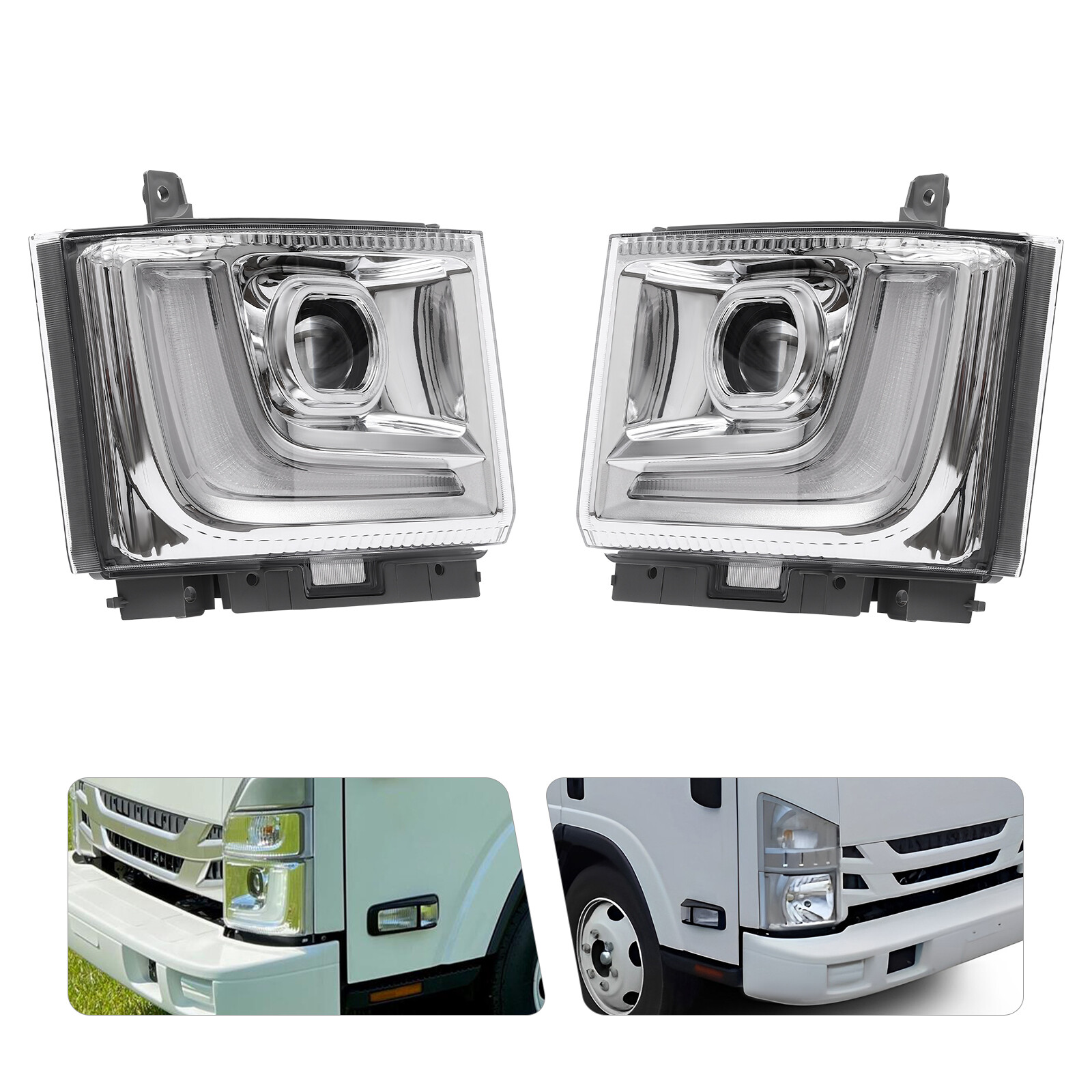 LH/RH Halogen Headlamp with LED DRL Headlight For 2023-2024 ISUZU NPR-HD NRR NQR