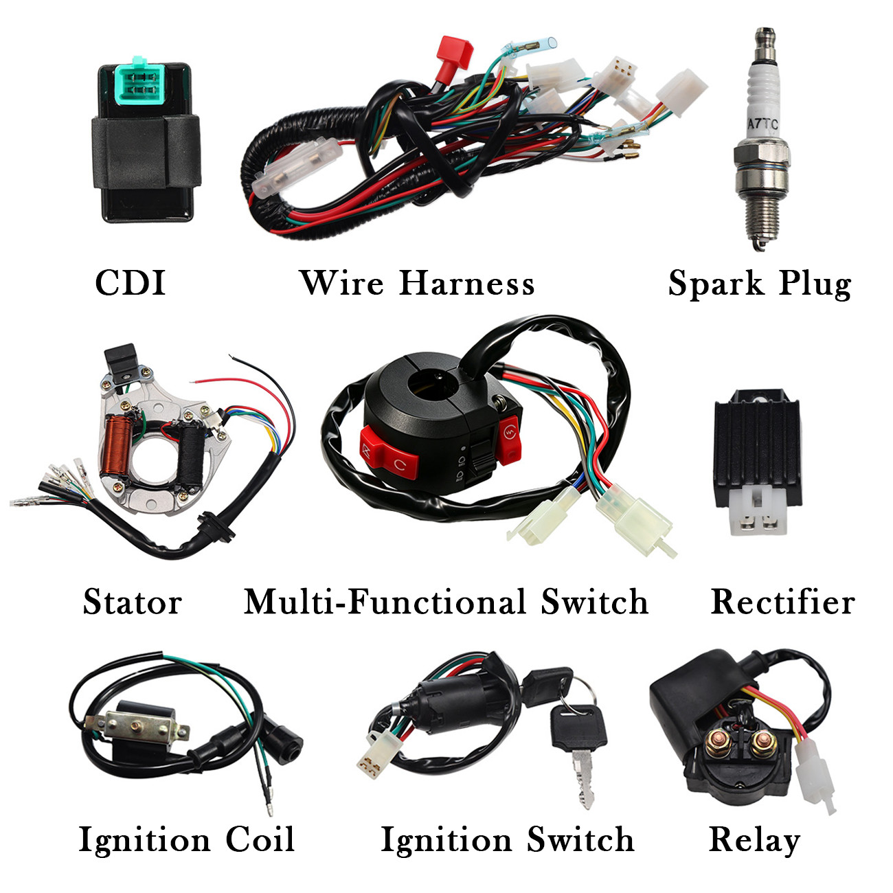 CDI Complete Wiring Harness Kit for 125cc ATV Quad 4 Wheeler Dirt Bike 110cc CDI Complete Wiring Harness Kit for 125cc ATV Quad 4 Wheeler Dirt Bike 110cc