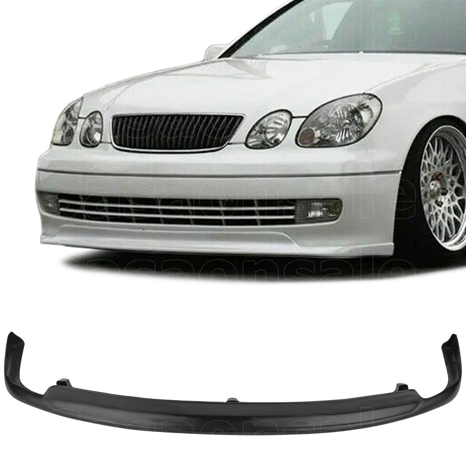 Front Bumper Lip Spoiler For 98-05 Lexus GS300 GS400 Aristo, Black PU TTE Style
