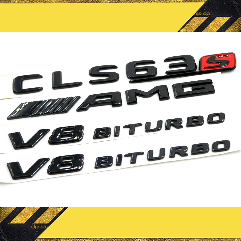 CLS Glossy black Set Rear Trunk Emblem Decal Badge AMG/CLS63S/V8Biturbo
