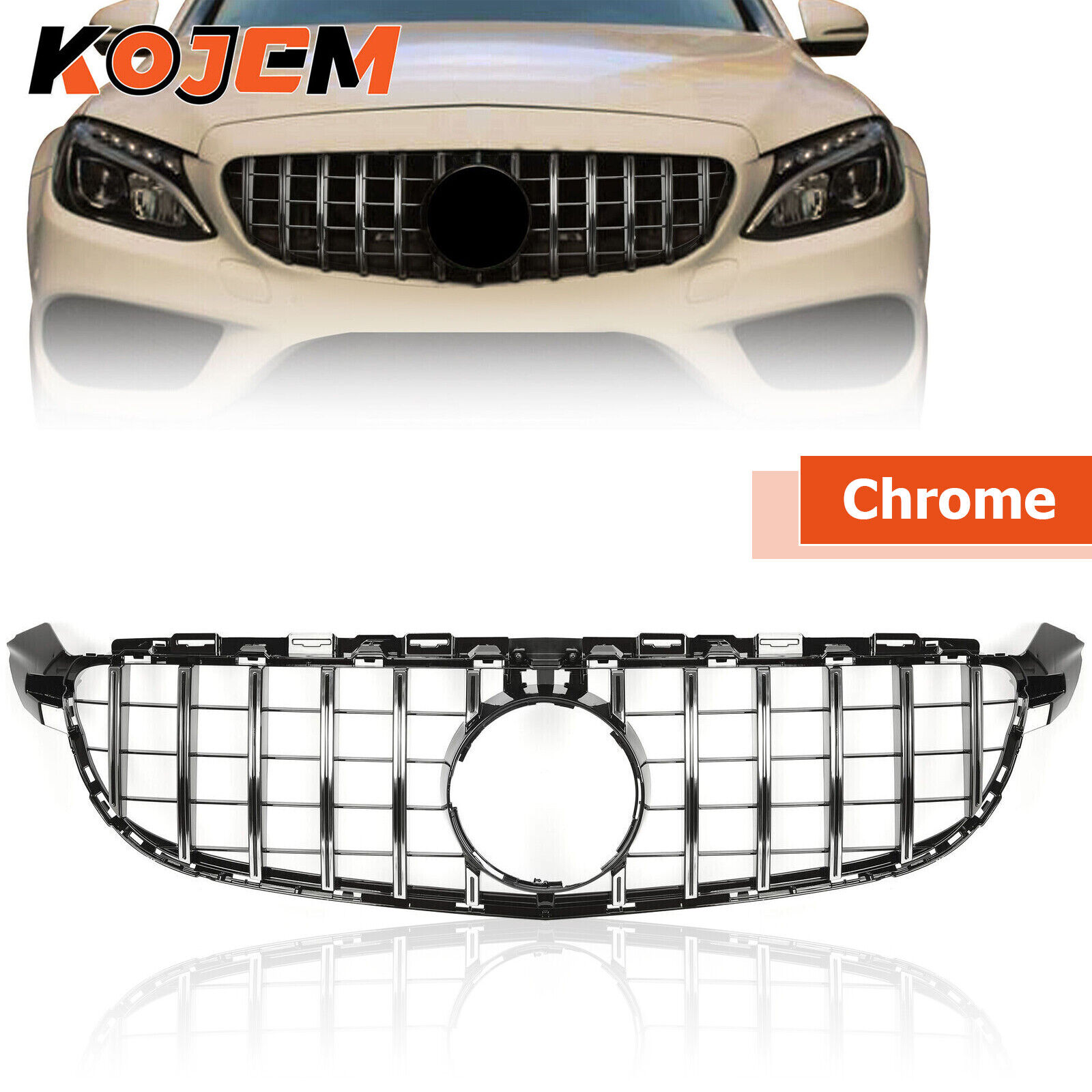 Chrome GTR AMG Grille Front Bumper for Mercedes Benz W205 C63 C63S 2015-2018