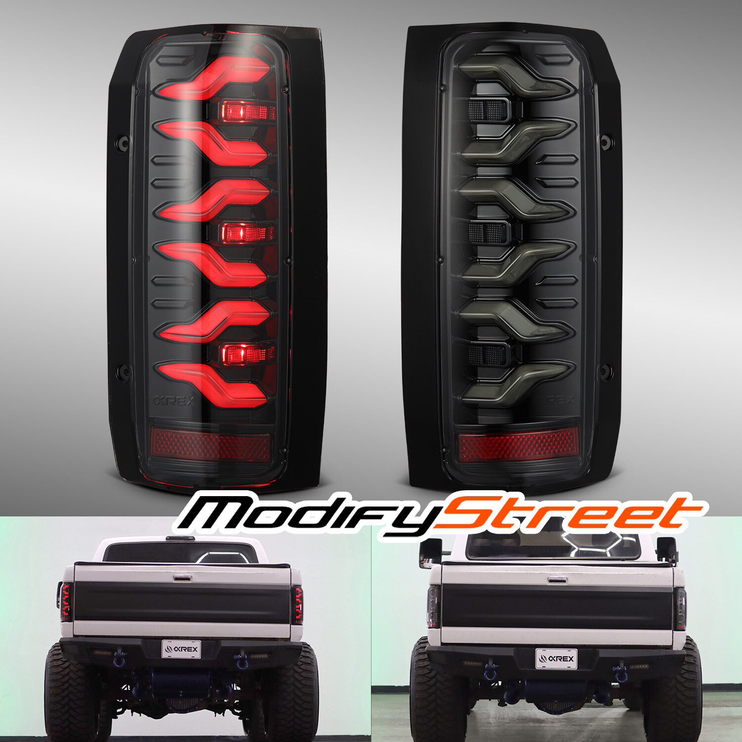 Fit 1987-1996 Ford F150 F250 F350/Bronco LUXX-Series LED Tail Lights Alpha-Black